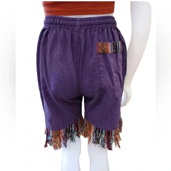 TLB The Little Bazaar Purple Fringe Boho  Shorts Size S/M - Picture 4 of 12